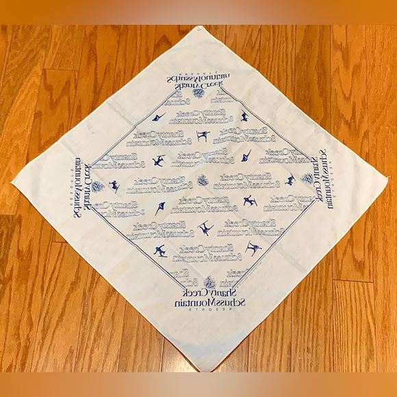 Vintage 1980s SCHUSS MOUNTAIN SHANTY CREEK Michigan Ski Resort Bandanna - Picture 8 of 11